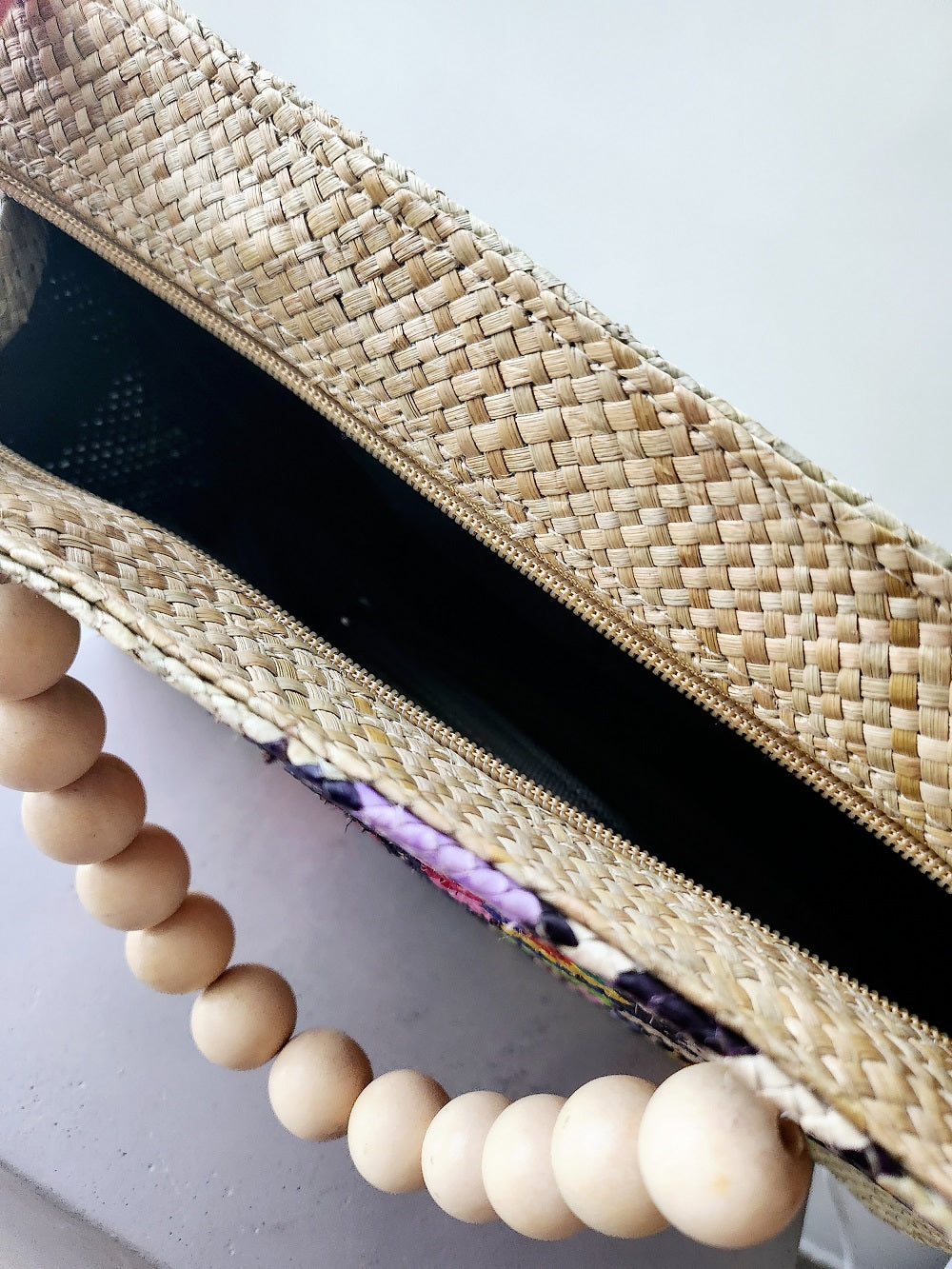 Portia Handwoven Bag | Wooden Bead Handle Design
