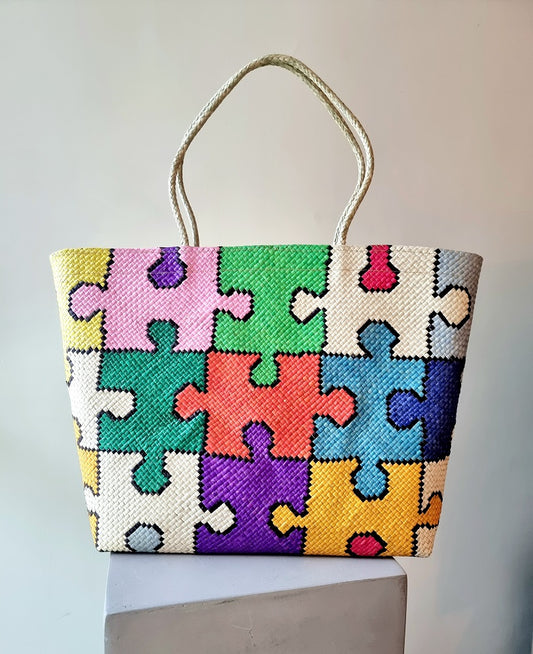 handwoven Puzzle tote bag