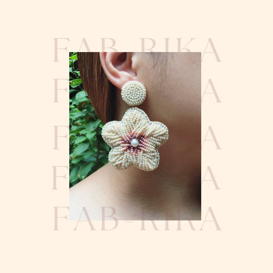 PREORDER GUMAMELA Hand Beaded  Earrings | Beige