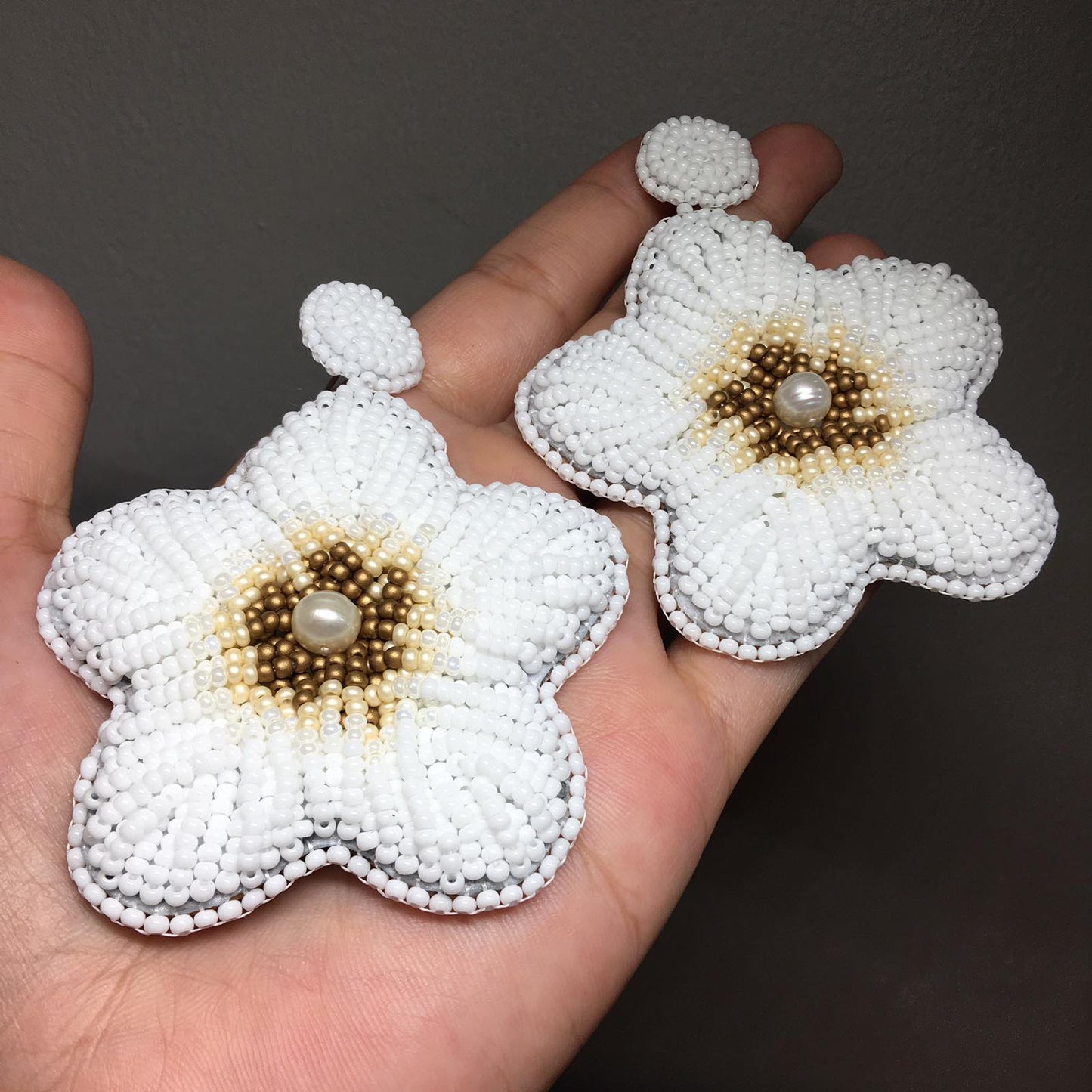 PREORDER GUMAMELA Handmade Beaded  Earrings in White