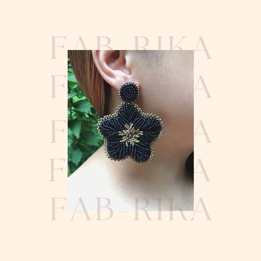 PREORDER Handmade Beaded Earrings | GUMAMELA Black