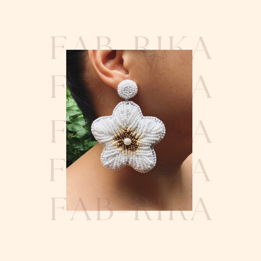 PREORDER GUMAMELA Handmade Beaded  Earrings in White