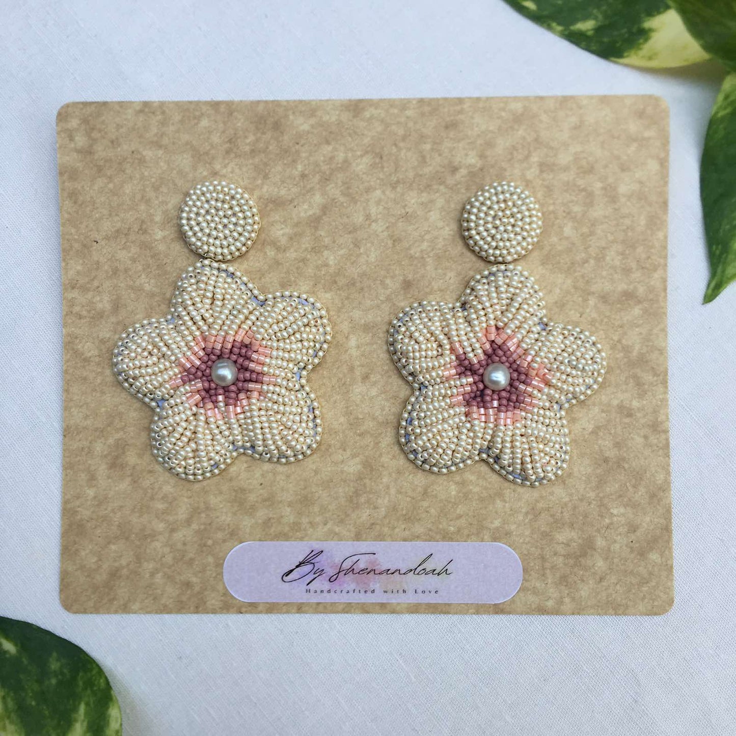 PREORDER GUMAMELA Hand Beaded  Earrings | Beige