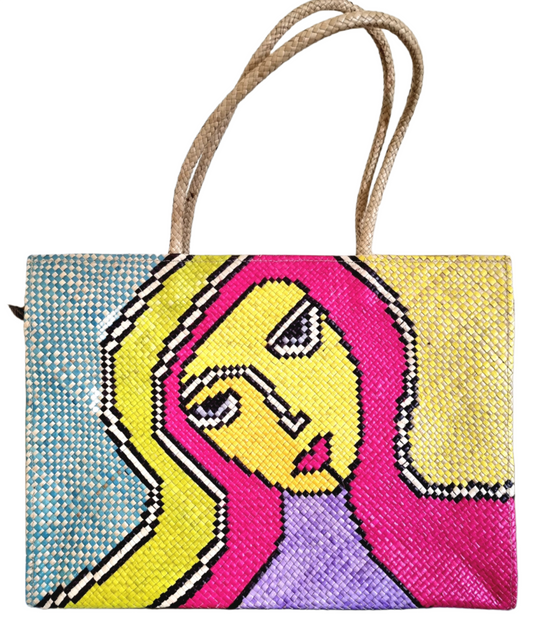 Reyna Eco-Friendly Woven Handbag made from seagrass leaves, featuring an inner lining and small interior pocket