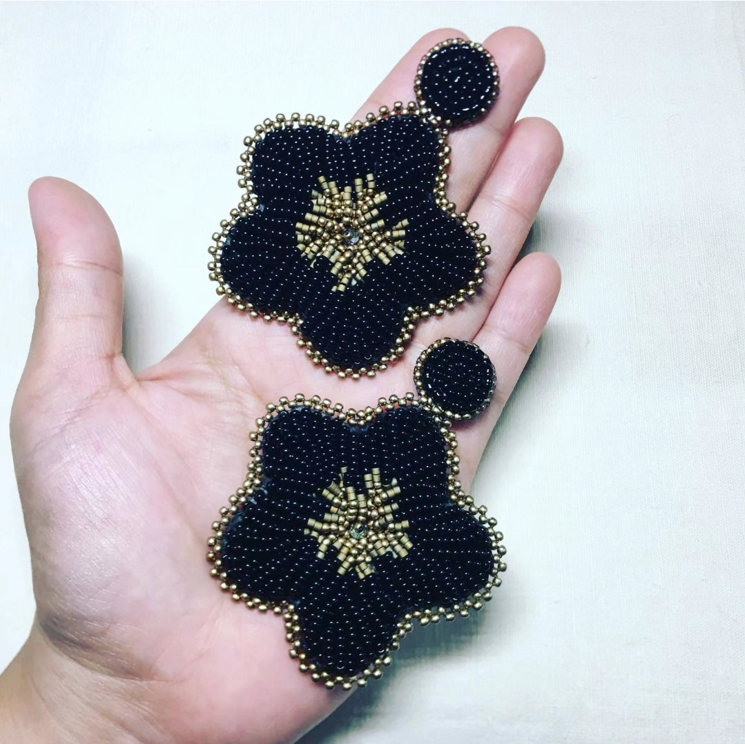 PREORDER Handmade Beaded Earrings | GUMAMELA Black