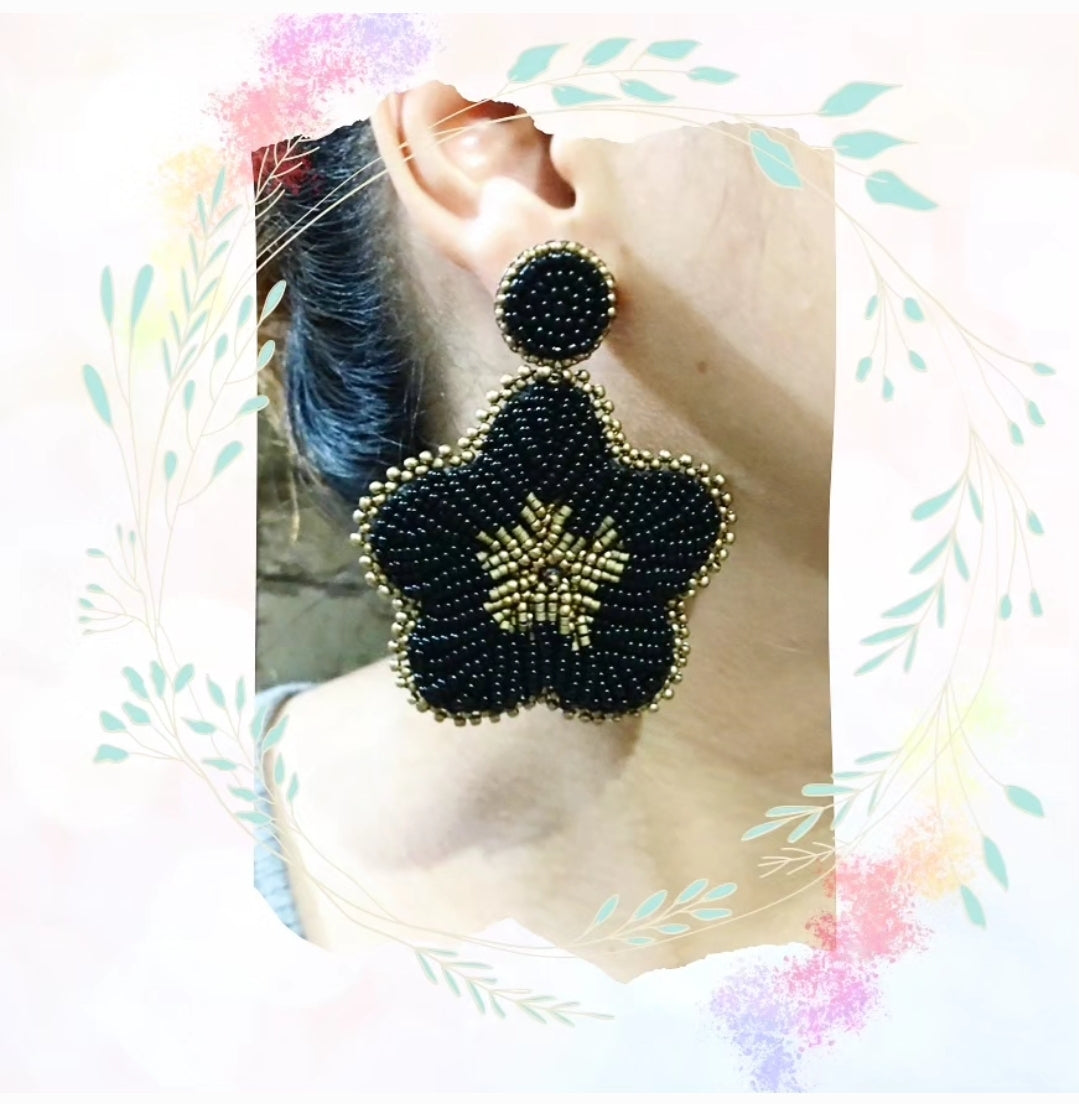 PREORDER Handmade Beaded Earrings | GUMAMELA Black