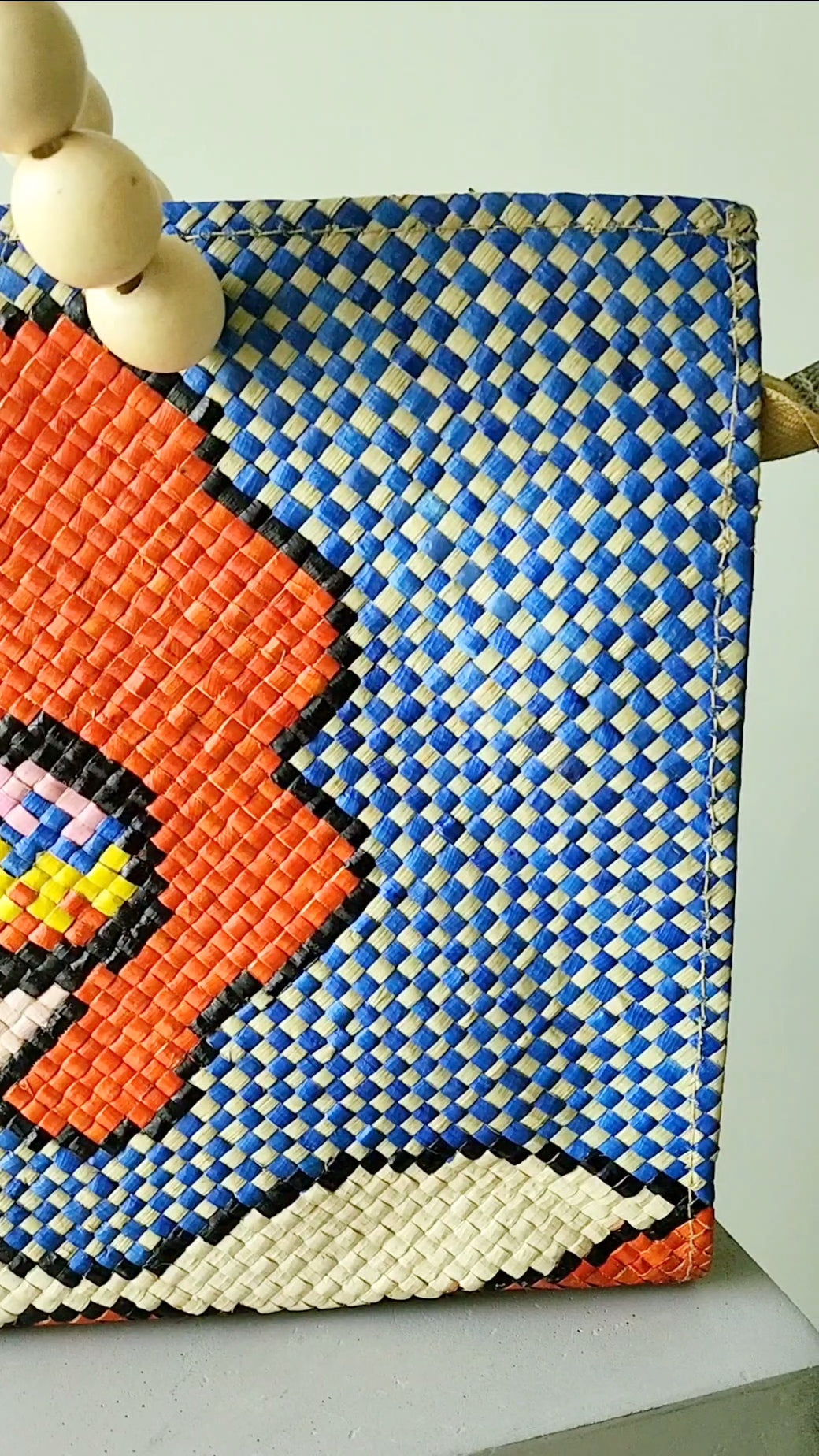 Portia Handwoven Bag | Wooden Bead Handle Design