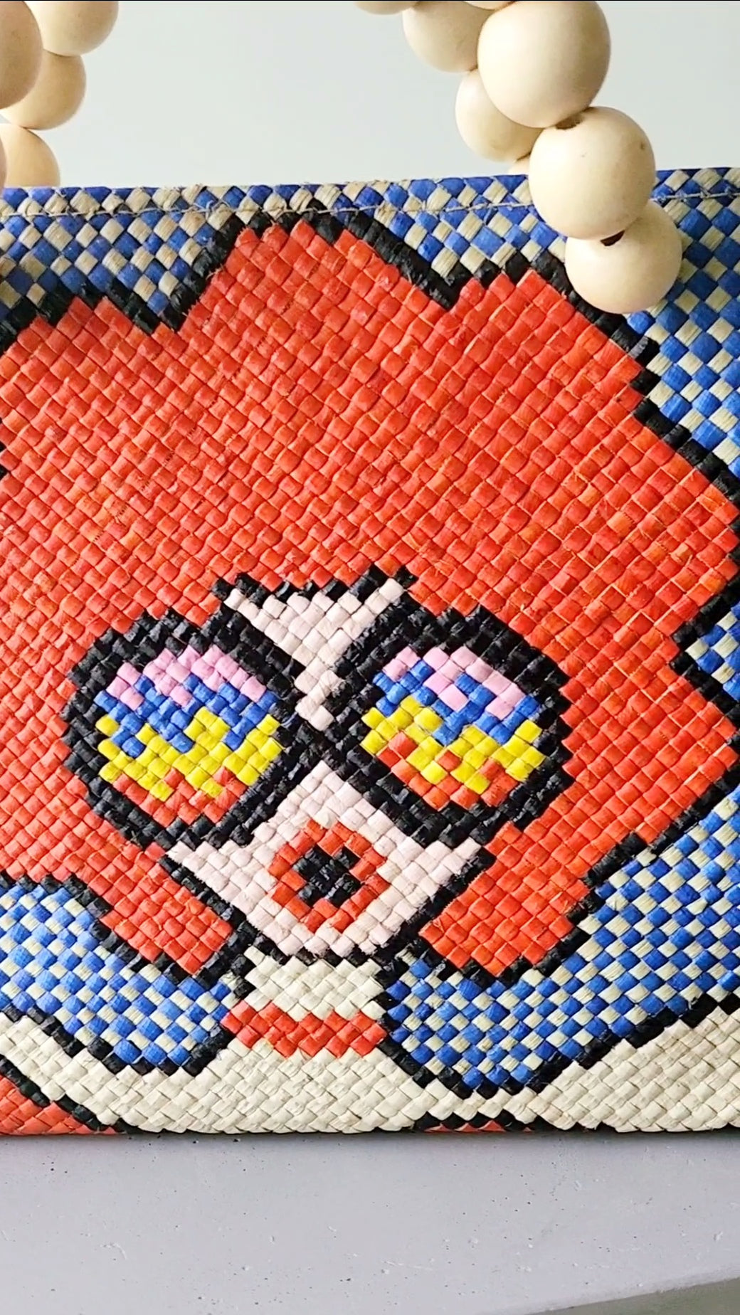 Portia Handwoven Bag | Wooden Bead Handle Design