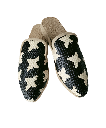 Handwoven Black Mule Espadrilles featuring intricate artisan weaving, a sleek black design, and a comfortable espadrille sole – perfect for sustainable and stylish footwear enthusiasts.