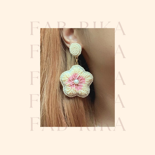 GUMAMELA Handmade Beaded Earrings | Beige